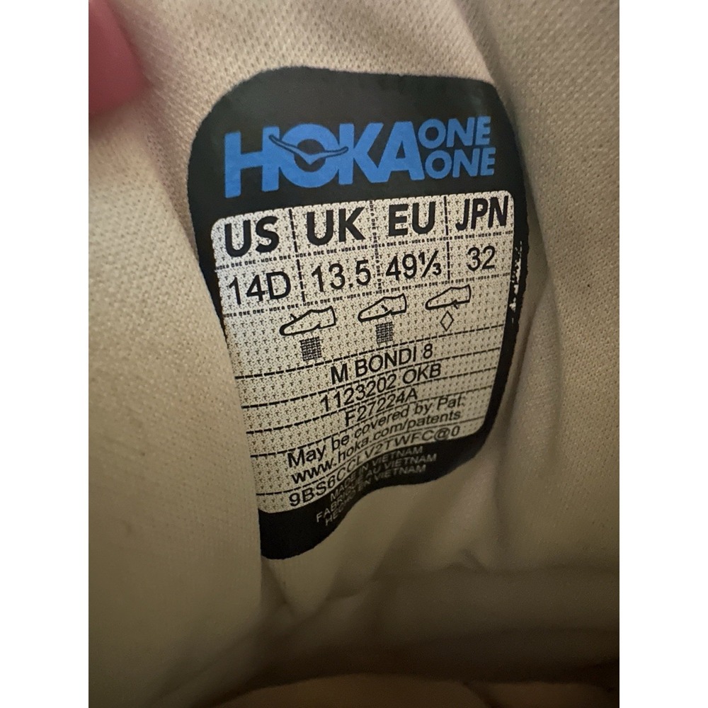 HOKA One One Shoes Men's Bondi 8 Everyday Running Shoes Size US 14D Cream #S32-8 - Picture 11 of 14